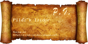 Pilák Izidor névjegykártya